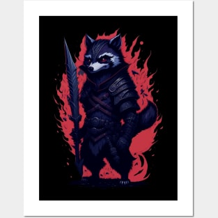 Raccoon Ninja Illustration Posters and Art